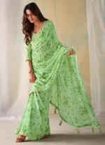 Georgette Pista Green Party Wear Weaving Saree